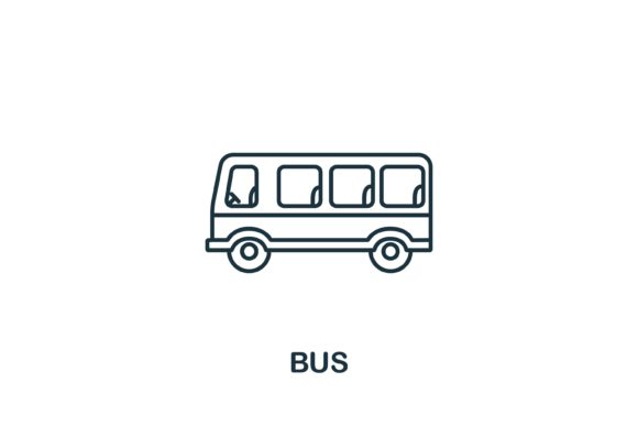 Bus Icon: Simple Line Vector for Web and Print