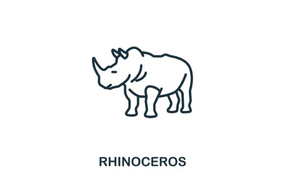 Rhinoceros Icon: Simple Line Vector for Design