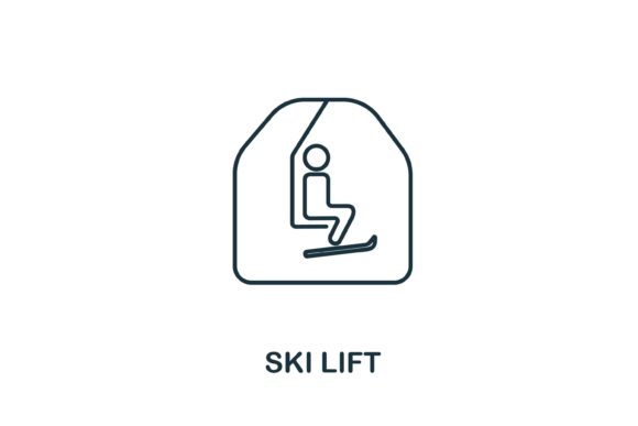 Ski Lift Icon: Winter Collection Design Asset